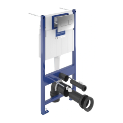 Pack WC Bâti-support + WC Swiss Aqua Technologies sans bride et fixations invisibles + Plaque chrome (ViConnectSATrimless-1)