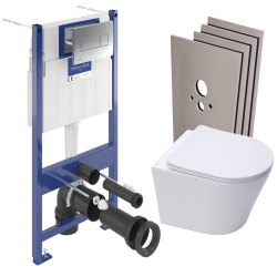 Pack WC bâti-support Villeroy & Boch + WC abattant Softclose Swiss Aqua Technologies + plaque + habillage (VICOINF2SABOCHAMZ)