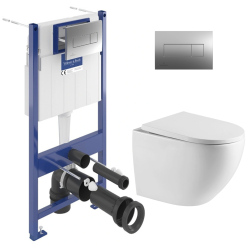 Villeroy & Boch ViConnect Pro S Pack WC bâti-support Villeroy & Boch + WC sans bride Swiss Aqua Technologies + plaque (VICONFUSTQ-2CHAMZ)