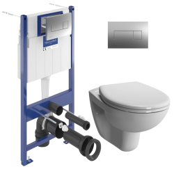Pack WC bâti-support Villeroy & Boch + WC suspendu abattant Softclose Vitra + plaque  (VICONNORMUS-2CH)