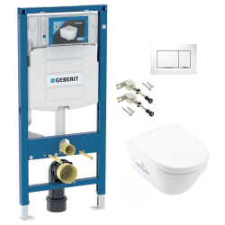Geberit Pack WC Bati-support Geberit UP320 + Cuvette Villeroy & Boch Architectura + Abattant softclose + Plaque blanche (GebArchitectura