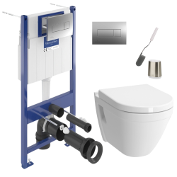 Pack WC bâti-support Villeroy & Boch + WC abattant Softclose Vitra + plaque + brosse (VICONS50-2FL1-CHDE)