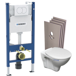 Pack WC Bâti-support Duofix + WC Cersanit S-line Pro + Abattant + Plaque blanche (S-LineProGeb3)