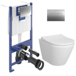 ViConnect Pro S pack WC bâti Villeroy&Boch + WC Vitra sans bride abattant Softclose + plaque chrome (VCNINTEGRARS2CH)