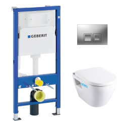 Geberit Pack WC Bati Geberit Solid  UP100 + cuvette Serel avec brides + plaque chrome (39186GEB2)