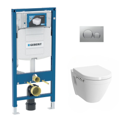Pack WC Bâti-support UP320 + WC suspendu Vitra S50 + Abattant softclose  + Plaque Chrome (GebS50Softclose-Q)