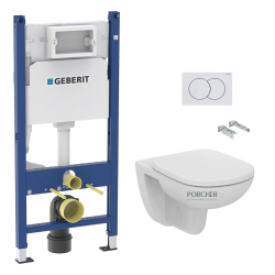 Pack WC Bâti-support Duofix + WC Cersanit S-line Pro + Abattant + Plaque blanche (S-LineProGeb3)