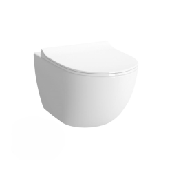 Geberit Pack WC Bâti-support extra-plat + WC Sento sans bride + Abattant softclose + Plaque blanche  (SLIM-Sentorimless-C)