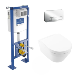 Pack WC bâti autoportant Viconnect + Cuvette Architectura fixations invisibles + Plaque chrome (Architectura2set1)