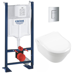 Pack WC Bâti 113 cm autoportant + WC Swiss Aqua Technologies Infinitio sans bride + Plaque chrome (ProjectInfinitio-1)