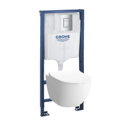 Grohe Pack WC GROHE + VITRA Cuvette SENTO RimEx avec abattant softclose + Plaque de commande Grohe Chrome (GROHE-SENTOrimless)