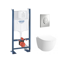 Pack WC Rapid SL autoportant + cuvette Vitra Sento sans bride + plaque Skate Air chrome (ProjectSento-2)