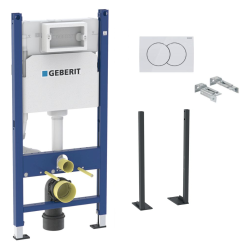 Geberit Pack Autoportant Bati-support Geberit Duofix 112cm + Plaque de commande blanche Delta20 + fixations murales (111.154.11.1-GebX)