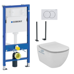 Geberit Pack WC Bati-support Geberit autoportant DUOFIX + WC suspendu Ideal Standard TESI AquaBlade sans bride + Abattant slim softclose