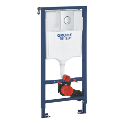 Solido Kit WC suspendu encastré 4-en-1, bâti-support 1,13 m, chasse double, système Fresh + plaque chrome (G39978000)