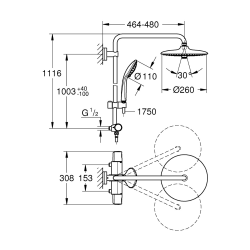 Vitalio Joy System 260 set de douche 3 jets avec mitigeur thermostatique, chrome (G26805000)