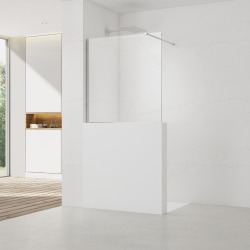 Pare-muret 120x100cm Paroi en verre Crystal Glass® 8 mm anticalcaire, avec bras et profilés chrome brillant (SATBWIS120PR)