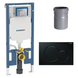 Duofix Pack Bâti-support extra-plat 114 cm UP720, gain de place + Plaque Sigma01, Noir brillant (111.796.00.1-A)