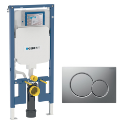 Geberit Duofix Pack Bâti-support extra-plat 114 cm UP720, gain de place + Plaque Sigma01, Chrome mat (111.796.00.1-E)