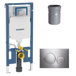 Geberit Duofix Pack Bâti-support extra-plat 114 cm UP720, gain de place + Plaque Sigma20, Chrome (111.796.00.1-F)