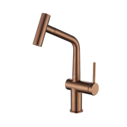 Timeless mitigeur d'évier à levier en acier inoxydable avec bec extractible, monotrou, cuivre brossé (TMLKF185BCP)