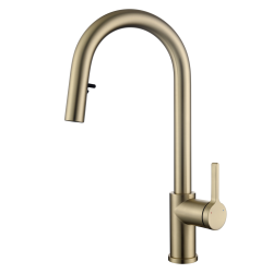 Timeless mitigeur d'évier à levier en acier inoxydable avec bec extractible, monotrou, cuivre brossé (TMLKF185BCP)