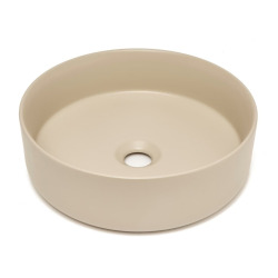 Mood vasque à poser ronde 36x36 cm sans trou de robinetterie ni trop-plein, beige (SATM3636KM)