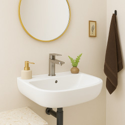 Kheops Lavabo monotrou en porcelaine vitrifiée, avec trop-plein,  600 x 190 x 460 mm, blanc (P098401)