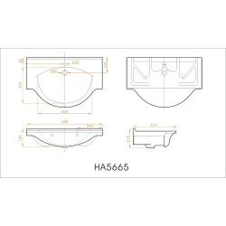 Lavabo Naturel Pro 66x51 cm, trou pour mélangeur au milieu (HA5665)