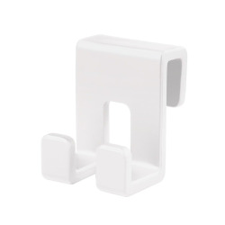 Double crochet suspendu en acrylique pour écran de douche, blanc (SATWIHACEKPLASTB)