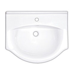 Pro 61x51 cm lavabo suspendu en céramique avec un trou pour mitigeur au milieu, sans siphon ni mitigeur, blanc (HA5660)