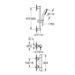 Precision Start mitigeur de douche thermostatique avec set de douche 150 mm, noir mat (345972431)