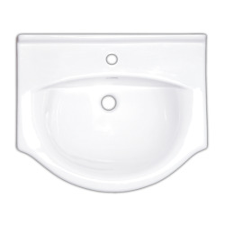Pro 56x42 cm lavabo suspendu en céramique avec un trou pour robinetterie au milieu, blanc (HA5655)