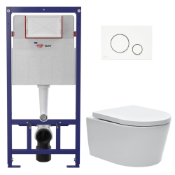 Swiss Aqua Technologies Pack WC bâti ECO 2L Swiss Aqua Technologies + WC suspendu Swiss Aqua Technologies + plaque blanc / chrome (STESTBRWR03-FR)