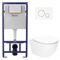 Pack WC bâti ECO 2L Swiss Aqua Technologies + WC suspendu Swiss Aqua Technologies + plaque blanc/chrome (STESTFUWT03-FR)