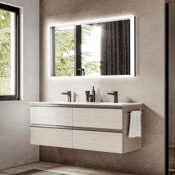 Vision  60x100 cm miroir rectangulaire transparent avec éclairage LED 3 couleurs et capteur (SATZVIOBLED60100)