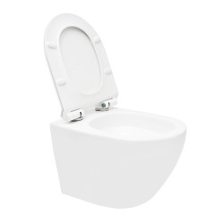 S-Line Pro WC suspendu sans bride Tornado Flush en céramique avec abattant SoftClose et fixations invisibles, blanc (WC01T)