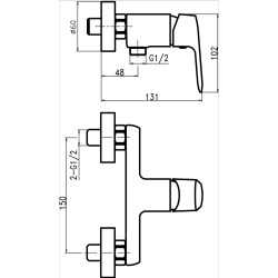 Mitigeur de douche Novaservis Titania Cosmos avec garniture de douche 150 mm chrome 90261,0