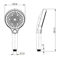 Douchette à main 3 jets,  diamètre 12,5 cm, noir mat (SATBSRS81C)