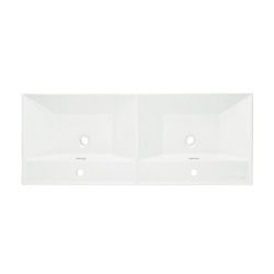 B-Way 121x46 cm double vasque à encastrer en céramique avec deux trous pour la robinetterie, blanc (SATBW212046)