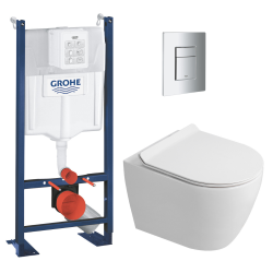 Grohe Rapid SL Pack WC bâti autoportant + WC suspendu sans bride Ceramia avec abattant SoftClose + plaque chrome (GRRCEPXWR04-FR)