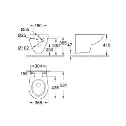 Bau Ceramic Cuvette WC suspendue, Blanc alpin (39427000)