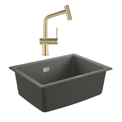 Grohe K700U evier composite + Ceramia Timeless mitigeur (G31655TML1BG-SET)