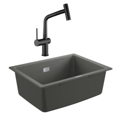 Grohe K700U evier composite + Ceramia Timeless mitigeur (G31655TML1BM-SET)