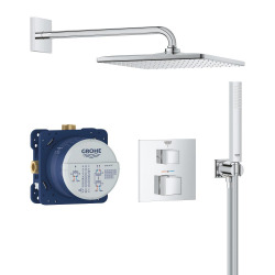 Precision Cube Set de douche encastrée avec mitigeur thermostatique + Douche de tête + Douchette, chrome (G34879000)