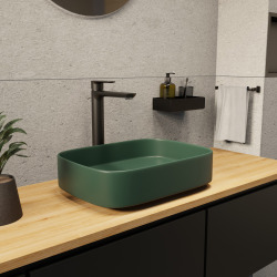 PixL 50x37,5x13,5 cm vasque à poser + Swiss Aqua Technologies Mood mitigeur lavabo XL + Ceramia PixL bonde (CEPX49GEMSAT285C)