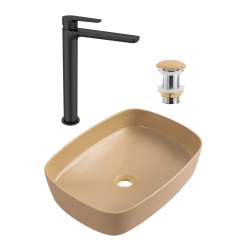 PixL 49,5x37,5x13,5 cm vasque à poser + Swiss Aqua Technologies Mood mitigeur lavabo XL + Ceramia PixL bonde (CEPX49MOMSAT285C)