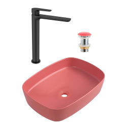 PixL 49,5x37,5x13,5 cm vasque à poser + Swiss Aqua Technologies Mood mitigeur lavabo XL + Ceramia PixL bonde (CEPX49PMSAT285C)