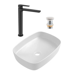 PixL 49,5x37,5x13,5 cm vasque à poser + Swiss Aqua Technologies Mood mitigeur lavabo XL + Ceramia PixL bonde (CEPX49WMSAT285C)