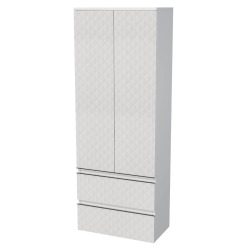 Cube Way 60x163x33 cm armoire de salle de bain suspendue haute avec décor pyramidal 3D, blanc mat (CUBE3DV602D2ZBP)